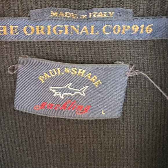 Paul & Shark Sweater Mens L Black Full Zip Mock Neck Wool Blend Italy Yachting - Picture 2 of 6